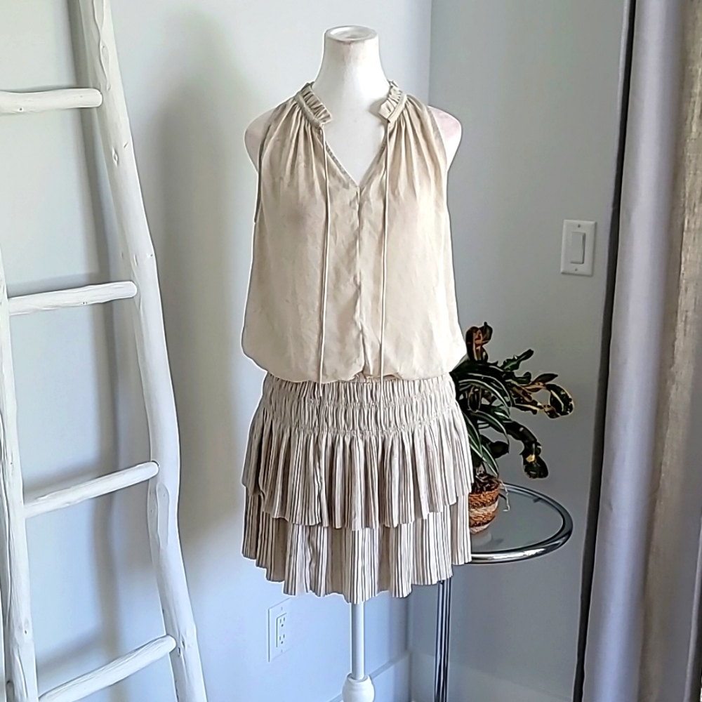 NWT CURRENT AIR PLEATED SMOCKED WAIST SNAKEPRINT DRESS